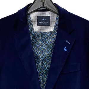 Tailorbyrd Mens Velvet Blazer 38R Blue Holiday Christmas NYE Preppy Country Club